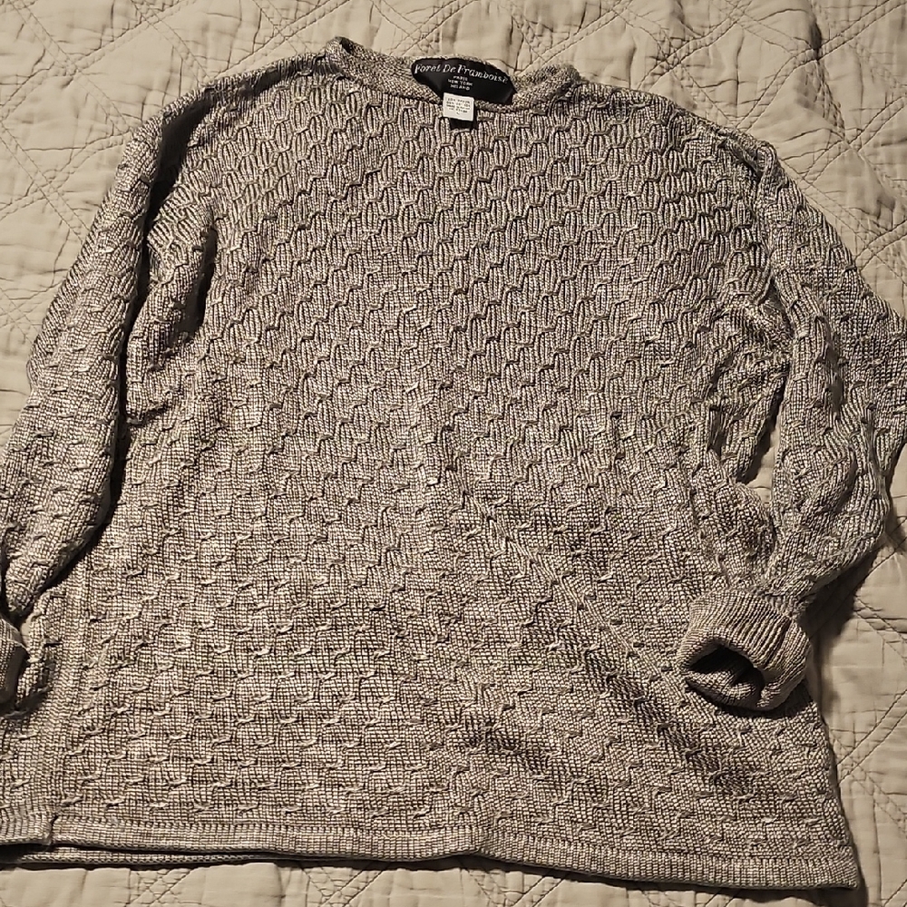 Grey Textured Knit Sweater